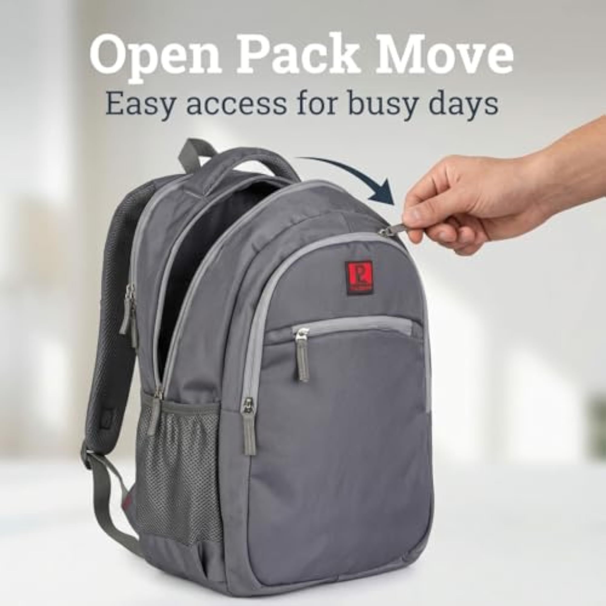 Unisex 35L Grey Waterproof Laptop Backpack, Casual College Bag