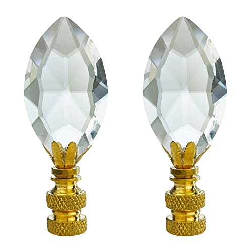 Image of Royal Designs, Inc. Pear Shaped K9 Crystal Clear Finial, Polished Brass - Pack of 2