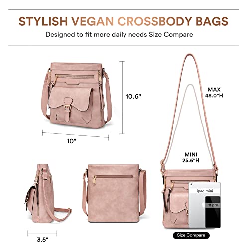 Rich Leaf Crossbody Bag For Women Shoulder Messenger Bag Satchel Handbag Purse Long Over Strap Tassel Multiple Pockets Lightweight Pink #TOP5