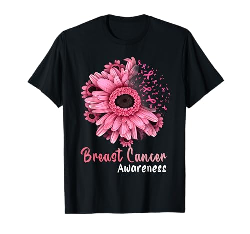 Sunflower Breast Cancer Awareness Pink Ribbon In October T-Shirt