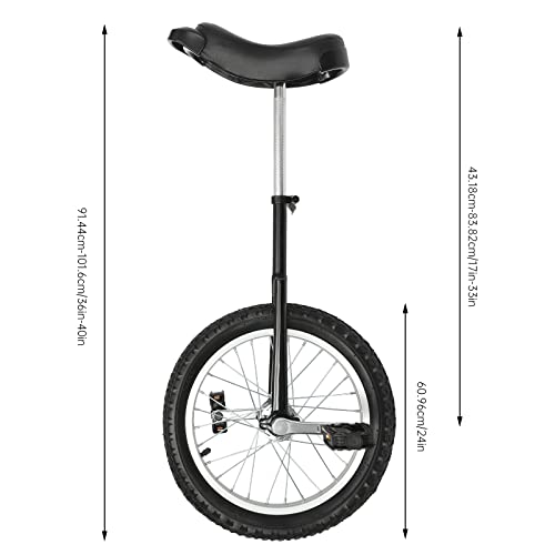 NATICRISI 24\" Wheel Unicycle with Alloy Rim,Wheel Outdoor Unicycle Adjustable Seat Exercise Bicycle Cycling Outdoor Sports Fitness Exercise Black - Thumbnail 4