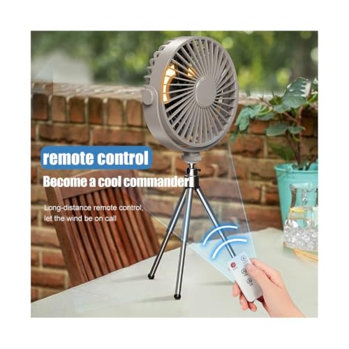 Ventilador trípode de escritorio con cabezal giratorio y carga USB blanca 3