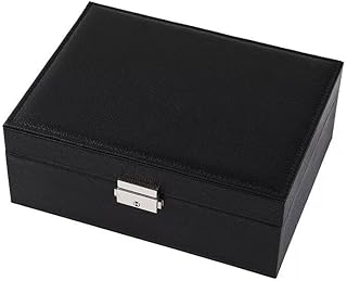 بوكس منظم إكسسوارات متعدد الأدراج صندوق تخزين للمجوهرات والساعات والأدوات الصغيرة مع تصميم أنيق وعملي OM (اسود)