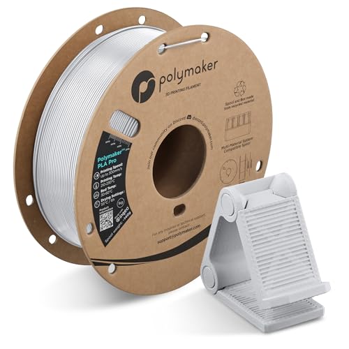 Image of Polymaker PolyLite PLA Pro Filament 1.75mm 1KG Cold White | Tough & High Rigidity, Impact-Resistance, Clean Finish, Easy to Print on Most FDM 3D Printers, Cardboard Spool