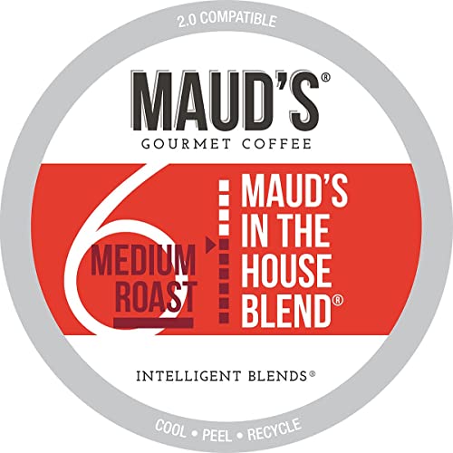 Maud's Medium Dark Roast Coffee (In The House Blend), 100Ct. Solar Energy Produced Recyclable Single Serve Medium Dark Roast Coffee Pods – 100% Arabica Coffee California Roasted, Kcup Compatible #TOP5