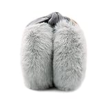 FSTEOE Women Winter Ear Muffs Foldable Girl Ear Warmer Fashion Furry Earmuff Soft Ear Cover Cold Weather (A-Grey)