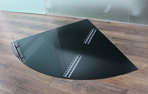 Funkenschutzplatte Viertelkreis 110x110cm Schwarz Glasplatte mit Dichtung