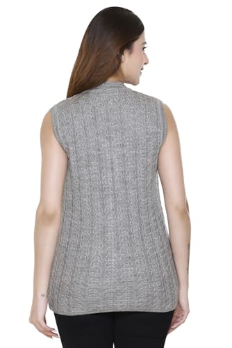 Image of aarbee Self Design Sleeveless V Neck Woollen Cardigan for Women with Front Pockets