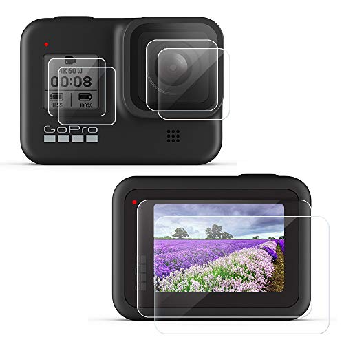 YSTFLY Screen Protector for GoPro Hero 8 Black,Upgraded Tempered Glass Screen Protector Film Accessories (2 Pack / 6Pcs)