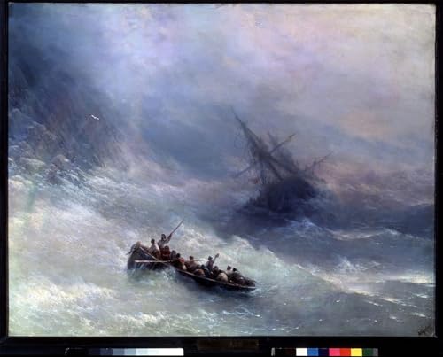 Pintura murales lienzo de El Naufragio de Aivazovsky, cuadro decorativo de 60x90cm