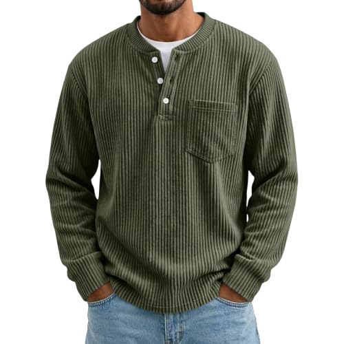 Long Sleeve Henley T Shirts for Men Big and Tall Classic Y2k Shirts Vintage - image 8