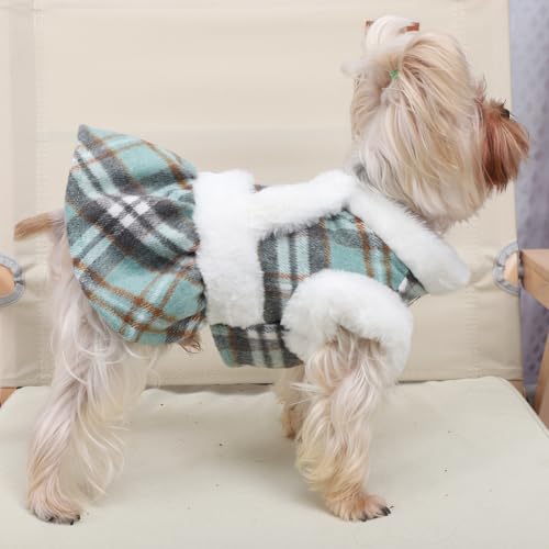 Image of Dog Christmas Sweater Dog Winter Clothes for Small Dogs Boy Girl Fall Puppy Dress Warm Fleece Chihuahua Yorkie Teacup Doggie Sweaters Dresses Doggy Sweater for Small Dogs Girl Cat Outfits, Green, XS