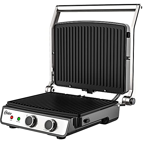 Grill Elétrico Multiuso 2 em 1, Inox e Preto, 220v, Oster