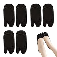 SamHeng Mujeres Tabi No Show Calcetines 3 Pares Antideslizante Flip Flop Calcetines Corte Bajo Señoras Japonés Dividir Toe Socks(Black)