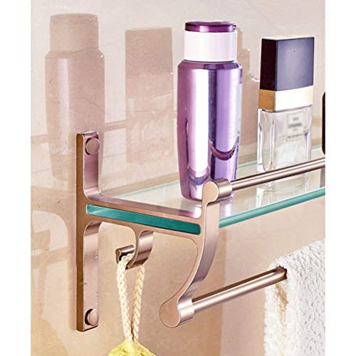 Bathroom Shelves Bathroom Shelf Corner Glass Shelves Drilling Shower Caddies Storage Kitchen Rack Traceless Wall Mounted 16~24 Inch (Color : Tempered Glass Panel, Size : 60Cm) #TOP2