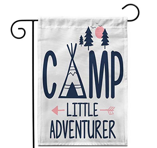 Crysss 12.5 x 18 Inch Garden Flag Boy Camp Slogan Bear Kid Tee Adventure Baby Mountain Outdoor Home Decor Double Sided Yard Flags Banner for Patio Lawn