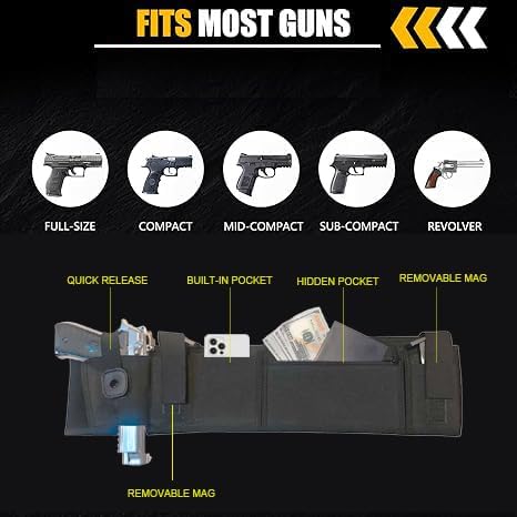 Belly Band Holster for Men & Women - Concealed and Comfortable Carry,Fits Glock 17-43X, Taurus, Ruger LCP, S&W M&P Shield for Most Pistols and Revolvers - Image 4