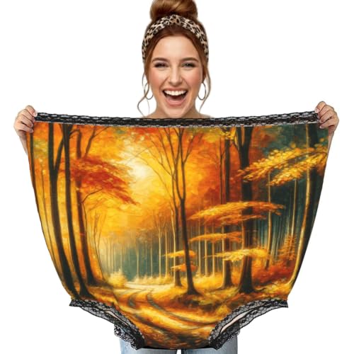 Peinture à l'huile forêt automne Augenstern avec culotte de grand-mère rigolote