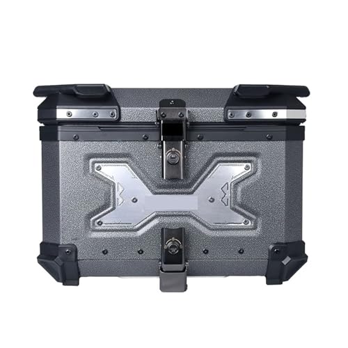 Car 45/55L Motorcycle Aluminium Alloy Box Trunk Scooter Electric Helmet Case Shatterproof Tail Travel Luggage(45L Black base plate)
