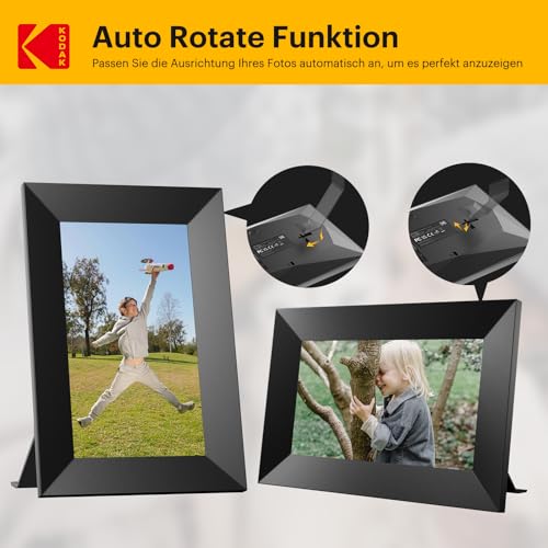 KODAK Digitaler Bilderrahmen 7 Zoll WLAN Elektronischer Bilderrahmen HD IPS Touchscreen Smart Fotorahmen Cloud mit App, 32GB Speicher, Automatischer Rotation, Teilen von Bildern, Musik, Videos