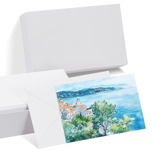 Cartes Aquarelle 100% Coton PATIKIL 50 pièces avec enveloppes pour peinture
