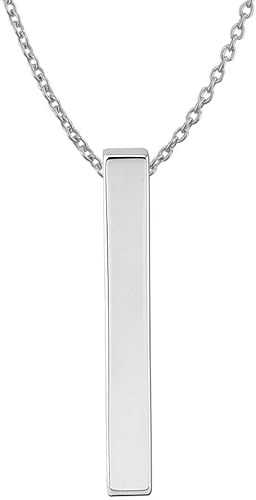 Collar con colgante de barra vertical lisa de plata de ley 18 pulgadas Metal no conocido