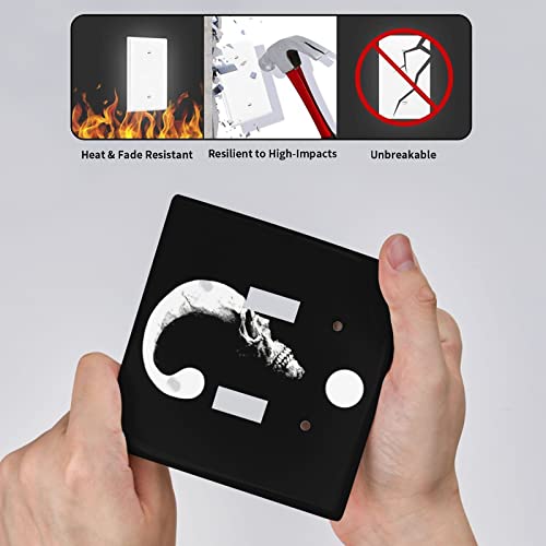 Halloween Skull Double Toggle Light Switch Cover Plate Decorative Black 2 Gang For Girls Boys Room Kitchen Bathroom #TOP4