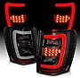 AmeriLite for 1999-2004 Jeep Grand Cherokee C-Type LED Tube Dark Black Replacement Tail Lights Set- Passenger and Driver Side