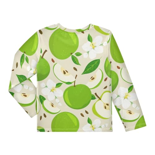 Fruits Blossom Beige Boy's Rash Guard Swim Shirt Long Sleeve Sun Shirt for Swimming Pool Beach UPF50+2