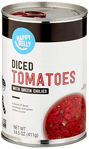 Amazon Brand - Happy Belly Diced Tomatoes With Green Chilies, 14.5 Ounce #TOP4