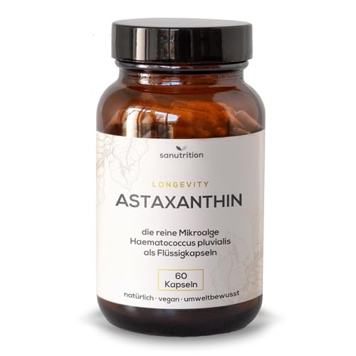 Astaxanthin | 8 mg pro Kapsel | 60 Kapseln | Echtes Astaxanthin aus der Haematococcus Pluvialis-Mikroalge | gute Bioverfügbarkeit und Verträglichkeit | Vegan