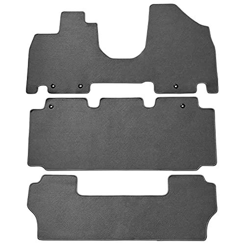 IKON MOTORSPORTS Floor Mats Compatible with 2011-2017 Honda Odyssey Gray/Grey Nylon Carpet Front & Rear 3PC Set 2012 2013 2014 2015 2016