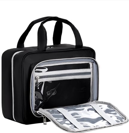 Chakipee Travel Hanging Toiletry Bag for Women - Waterproof Cosmetic Organizer with Clear Window, Lightweight Bathroom Bags for Essentials, Makeup,