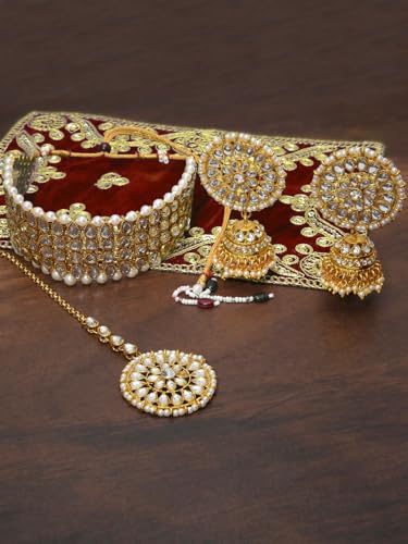 Juego de joyas Kundan para evitar alergias conjunto de latón 2