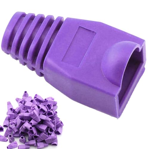 Aczyqws 100 Pcs RJ45 Connector Ethernet Cable Color Coded Strain Relief Boots Purple