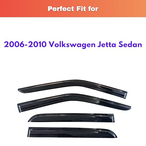 Image of KPY Rain Guards Fit for 2006-2010 Volkswagen Jetta Sedan, Out-Channel Window Visors Vent Wind Deflectors 4PC, Car Accessories for 06-10 VW Jetta Sedan