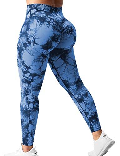 YEOREO Leggings de gimnasio para mujer, cintura alta, para levantamiento de tik tok, entrenamiento, fitness, deportes, sin costuras, #1 Azul Oscuro, XS Cover