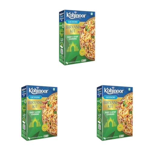 Image of Kohinoor Basmati Biryani Kit Lucknowi, 333 grams | Ready-to-Cook Authentic Biryani | Easy 3-Step Recipe (Pack of 3)