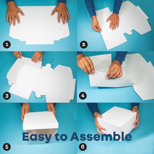 10\"x10\"x5\" White Cake box, Premium Bakery Boxes, One piece, Perfect for packaging and selling cakes, donuts, cookies, and muffins, Pack of 100 - Thumbnail 7