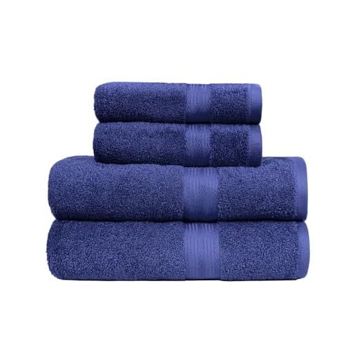 AmazonBasics - Juego de toallas (2 toallas de baño y 2 toallas de manos), 100% algodón 500 g / m², Azul (Royal Blue)