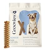 Groovies Slightly Softer, Yet Flexible Dental Chew for Senior Dogs & Delicate Chewers. Powered by USA-Patented DentalFit Tech. No Added Gluten, No Artificial Flavors or Colors. 6oz Large (6Chews)