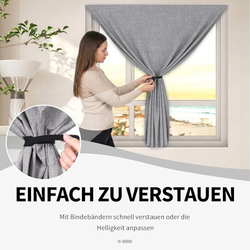 BKSAI Fenster Verdunkelung Dachfenster Leinenoptik Material-Upgrade für Faltenfreie Verdunklungsrollo ohne Bohren Verdunklungsstoff Meterware Blackout Rollo Innen Sonnenschutz Zuschneidbar