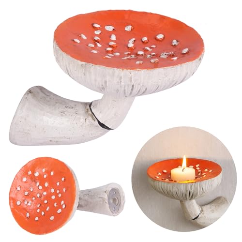 Kunyeah Mushroom Hanging Shelf,Wall Floating Shelf Mushroom Shaped Resin Hanging Ornaments Home Decor Wall Storage Shelves for Bedroom, Living Room, Bathroom (Medium)