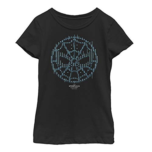 T-shirt Spider-Man Marvel fille noir en coton respirant imprimé masque pixel
