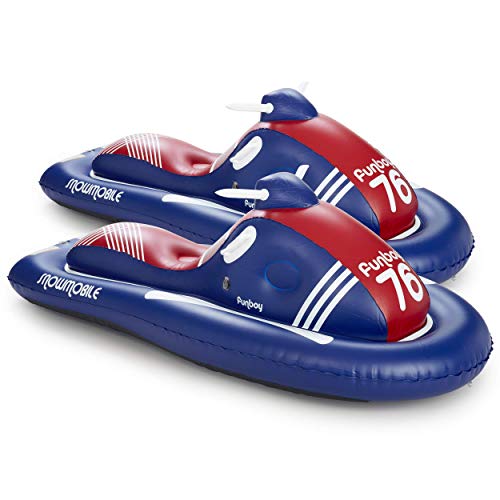 FUNBOY Giant Inflatable Snowmobile Snow Sled - Bundle, Pack of 2, Winter Snow Sled, Perfect for Holiday Adventures