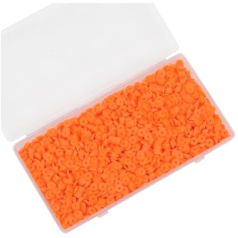 Auvoau 2000Pcs White Clay Beads Polymer Clay Flat Beads 6mm Round Heishi Vinyl Beads for DIY Craft Gift Adults Bracelets Necklace Jewelry Making Earring Accessories Pastel Orange Cover