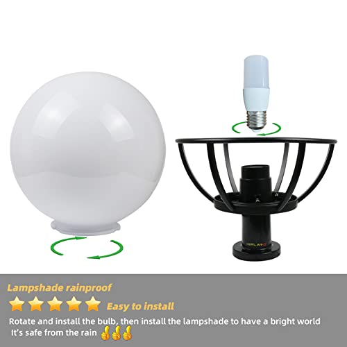 Berlato Outdoor Post Light, 25 Cm White Outdoor Light With Cute Round Acrylic Lampshade,Exterior Lamp For Garden, Patio, Passage, Party, Bbq #TOP4