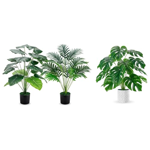 Der Rose Bundle of 2Pcs Fake Tree 28Inch and 1Pcs Fake Tree 28Inch for Home Room Indoor Outdoor Decor