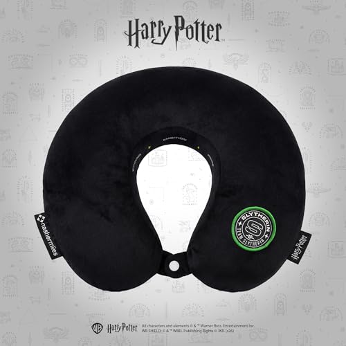Image of Nasher Miles x Harry Potter Slytherin Memory Foam Neck Pillow for Travel, Removable Washable Polyester Cover with 360 Stable Neck Support (Black & Green)