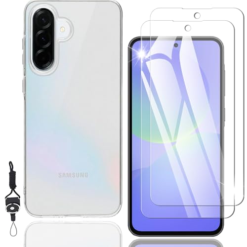 Nutmeg Galaxy A36 5G ガラスフィルム(2枚)+ Galaxy A36 5G ケース クリア(1枚)【旭硝子素材採用 ストラップホール付き】ギャラクシーA36 保護フィルム カバー 携帯ケース スマホケース 硬度9H 高透過率 指紋防止